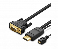 Кабель Ugreen MM101 HDMI to VGA Converter Cable (1,5 метра) чёрный (30449)