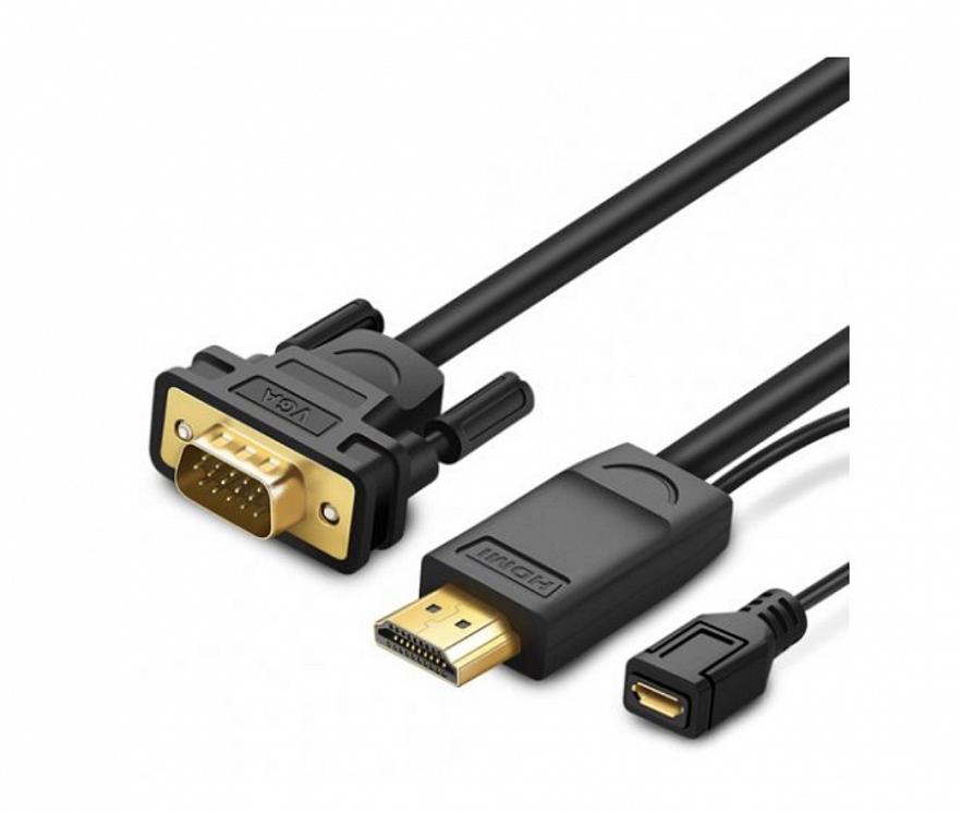 Кабель Ugreen MM101 HDMI to VGA Converter Cable (1,5 метра) чёрный (30449)