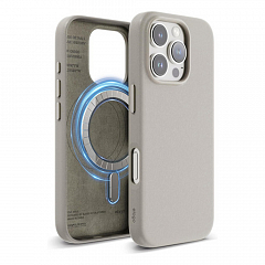 Чехол Elago PU Leather с MAGSAFE для iPhone 16 Pro Светло-серый (Light Grey)