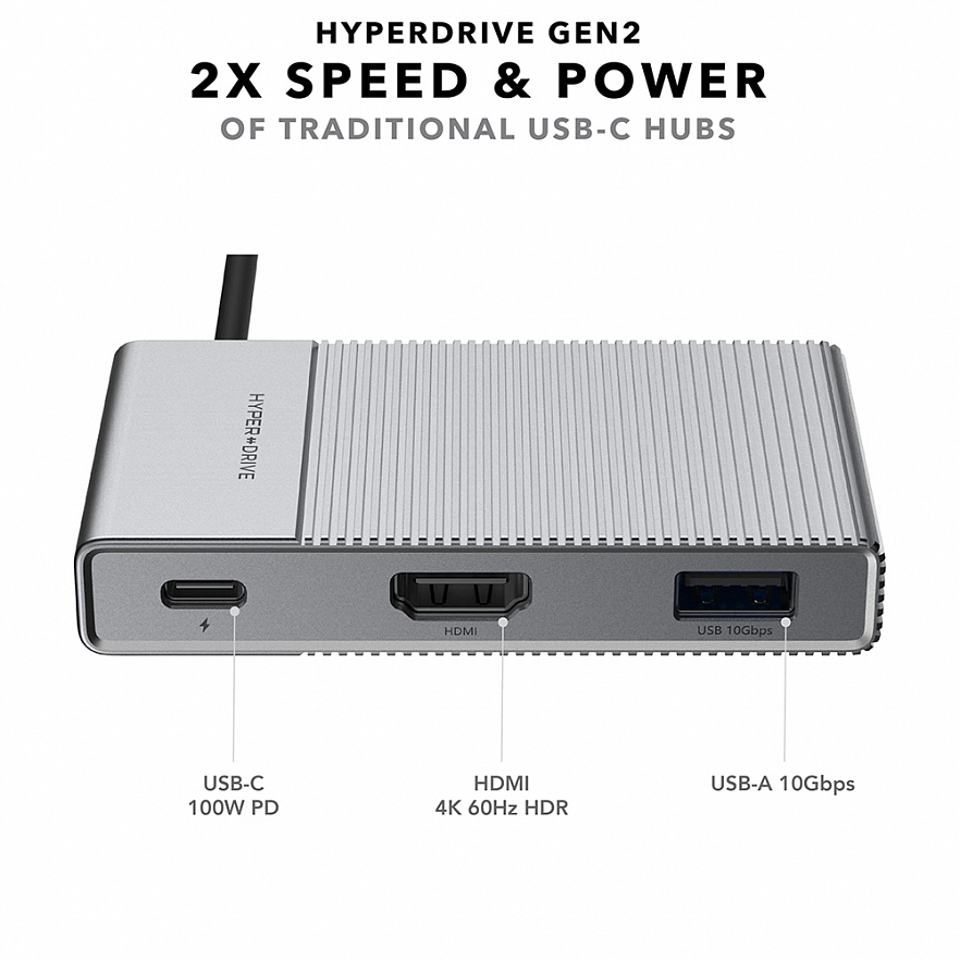 Мульти Хаб HyperDrive GEN2 6-in-1 USB-C Hub серебристый (HD-G206)