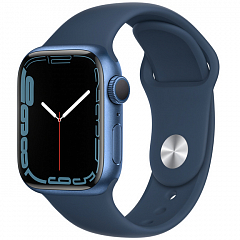 Умные часы Apple Watch Series 7 45 мм, алюминий синий, спортивный ремешок «Синий омут»