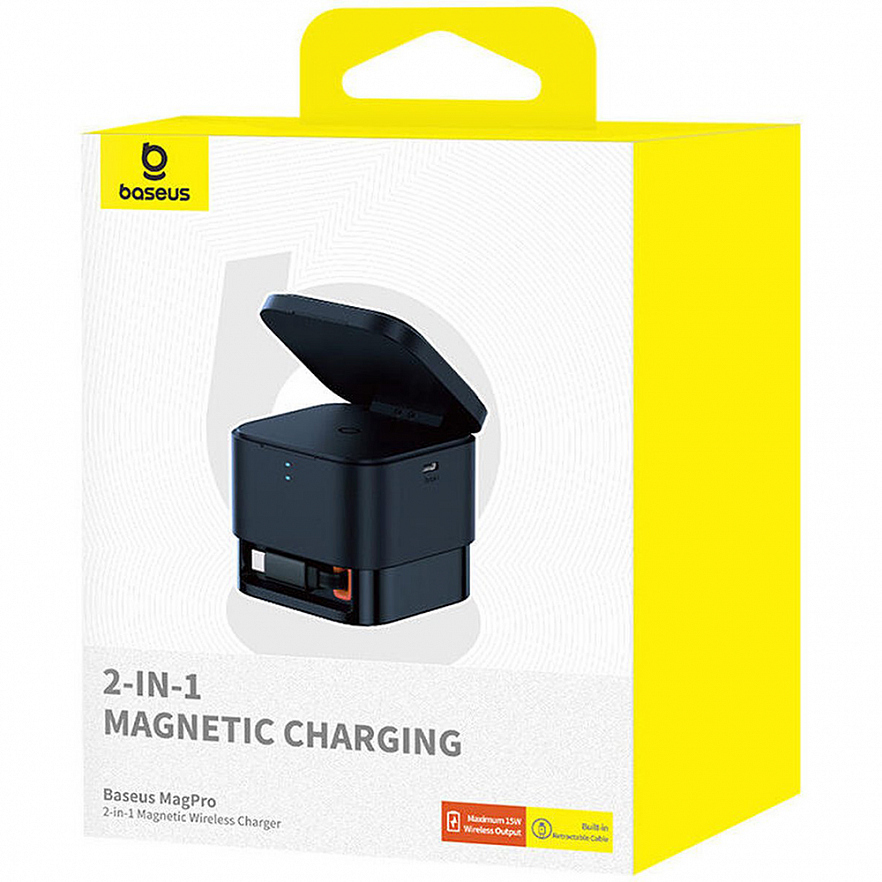 Беспроводное зарядное устройство Baseus MagPro Cube 2-in-1 чёрное (P10264100123-00)