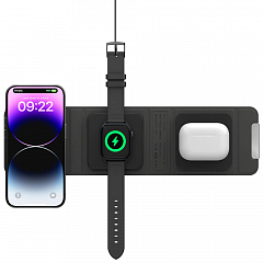 Беспроводное зарядное устройство SwitchEasy Triocharge Portable 3 in 1 Charger чёрное