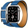 Умные часы Apple Watch Series 10 Hermes 42 мм, двойной кожаный ремешок с пряжкой синего цвета