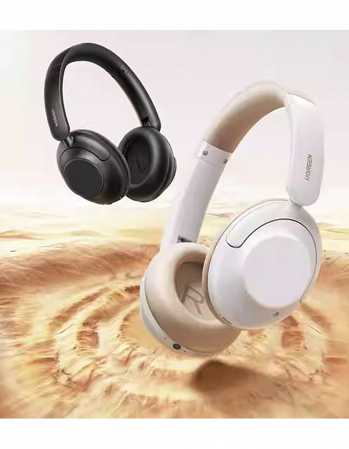 Наушники накладные беспроводные UGREEN HP202 (15809) HiTune Max 5 Hybrid Active Noise-Cancelling белые