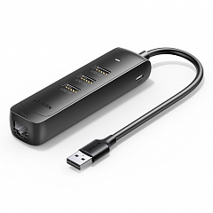 Мульти Хаб Ugreen CM530 (50624) USB 3.0 to 3xUSB 3.0+RJ45 (1000Mbps) Ethernet Adapter чёрный