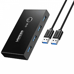 Разветвитель портов UGREEN US216 (30768) 2 In 4 Out USB 3.0 Sharing Switch Box чёрный