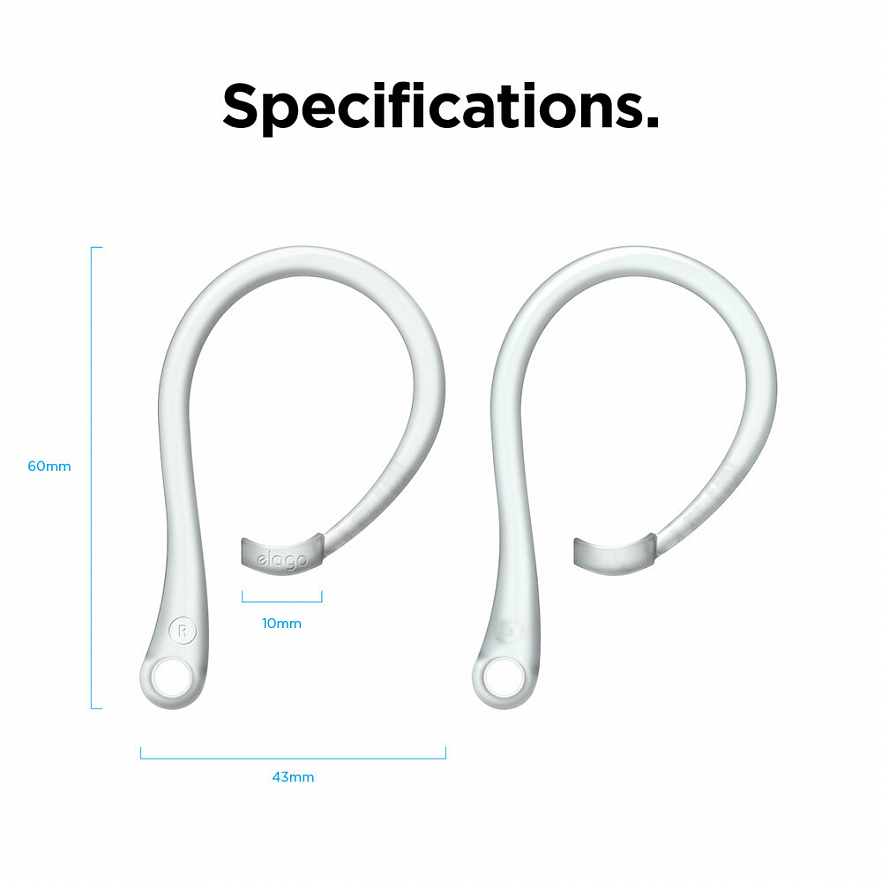 Крепления Elago EarHook для AirPods (все модели) прозрачные светящиеся в темноте (Nightglow Blue)
