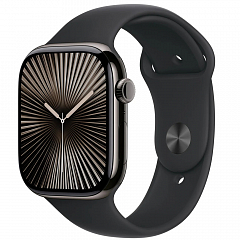 Умные часы Apple Watch Series 10 46 мм, GPS, титан тёмно-серый, спортивный ремешок чёрный S/M