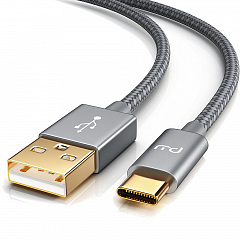 Кабель CSL Primewire USB-C to USB-A Cable (1 метр) серый нейлон (CSL302055)