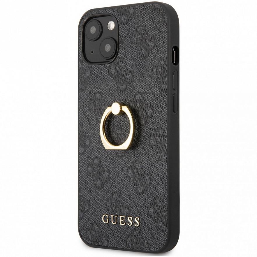 Чехол Guess PU 4G + Ring Hard для iPhone 13 серый (GUHCP13M4GMRGR)