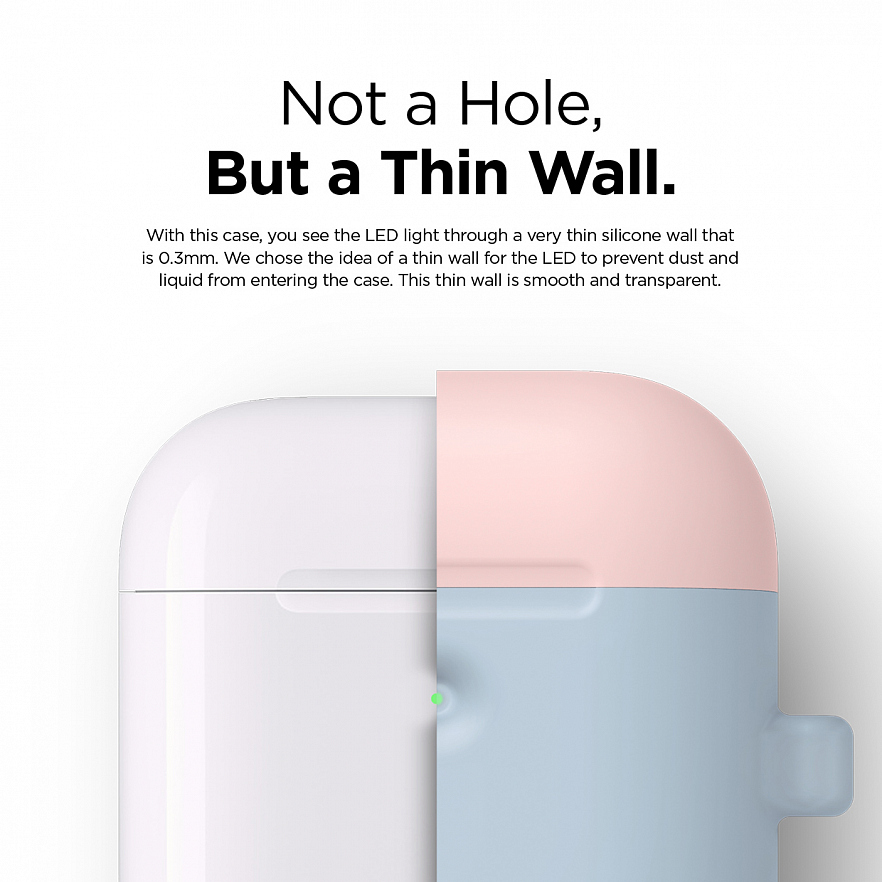 Чехол Elago A2 Wireless Silicone Duo Hang Case для AirPods 2Gn голубой Pastel Blue (белая/розовая крышки)
