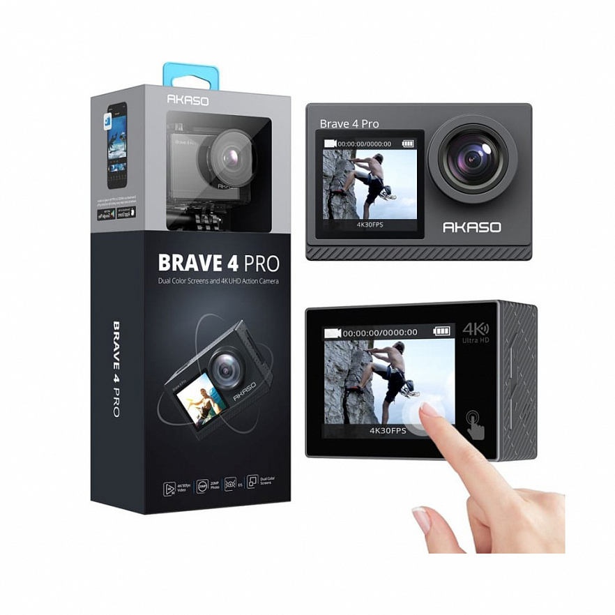 Экшн-камера AKASO BRAVE 4 PRO серая