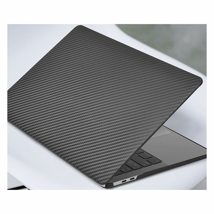 Чехол-накладка Crystal Case для MacBook Pro 14 (M1/M2/M3) 2021-2023 пластиковый под карбон чёрный