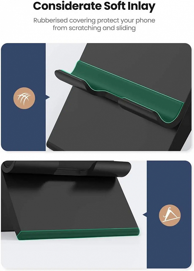 Подставка UGREEN LP247 Adjustable Portable Stand для телефонов и планшетов чёрная (80903)