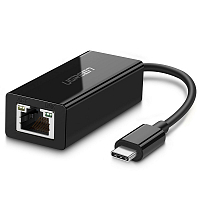 Адаптер UGREEN US236 (50307) USB-C 3.1 GEN1 Male to 10/100/1000Mbps Ethernet Adapter чёрный