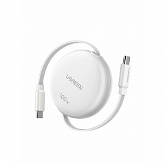 Кабель выдвижной UGREEN L531 (95673) 100W USB-C to USB-C PD (1 метр) белый