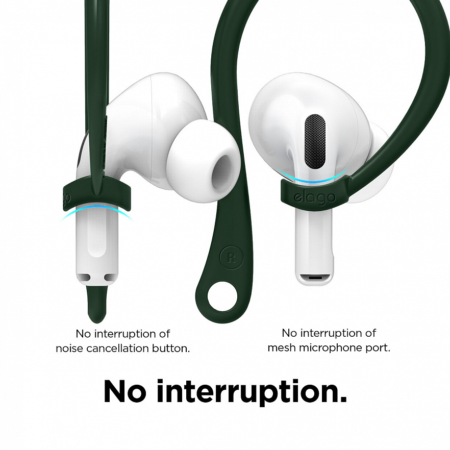 Крепления Elago EarHook для AirPods (все модели) Тёмно-зелёные (Midnight Green)