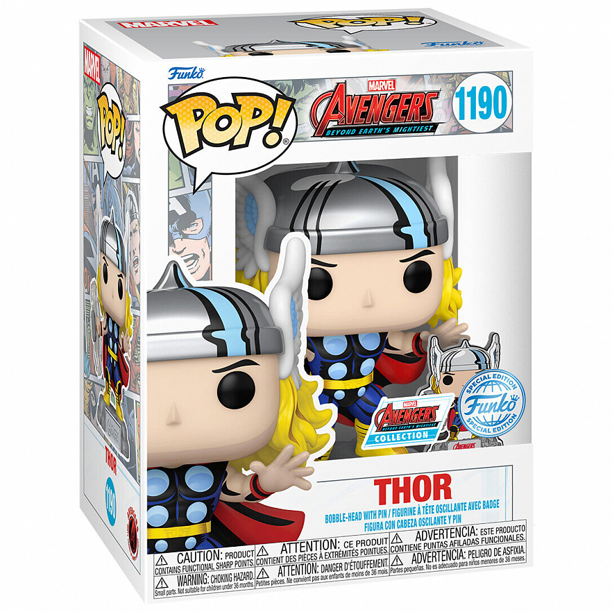 Коллекционная фигуркаFunko POP! Bobble Marvel Avengers 60th Comic Thor w/Pin (Exc) (1190) 69061