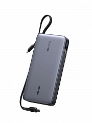 Внешний аккумулятор UGREEN PB552 (55995B) 165W - 25000mAh со встроенным кабелем USB-C серый космос