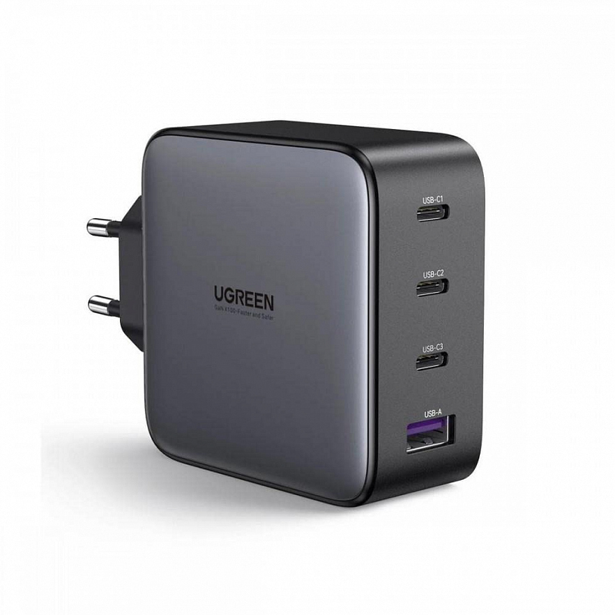 Сетевое зарядное устройство UGREEN CD226 (90575) USB-A+3*USB-C 100W GaN Fast Charger Чёрное с кабелем 100W