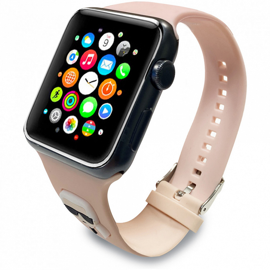 Ремешок CG Mobile Karl Lagerfeld Head Silicone для Apple Watch 38/40/41 мм розовый (KLAWMSLKP)