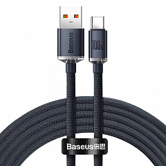 Кабель BASEUS Crystal Shine Series USB-A->Type-C с функцией быстрой зарядки 100W (2 метра) черный