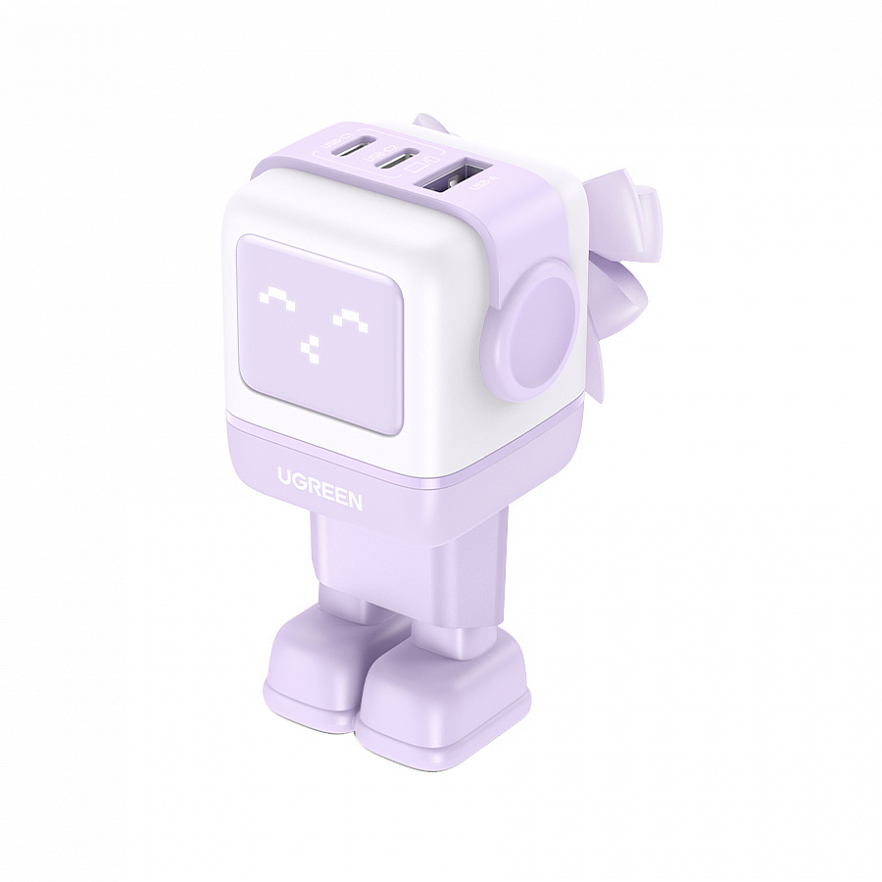 Сетевая зарядка UGREEN CD361 (35291) Robot GaN 65W розовая в виде робота русская вилка