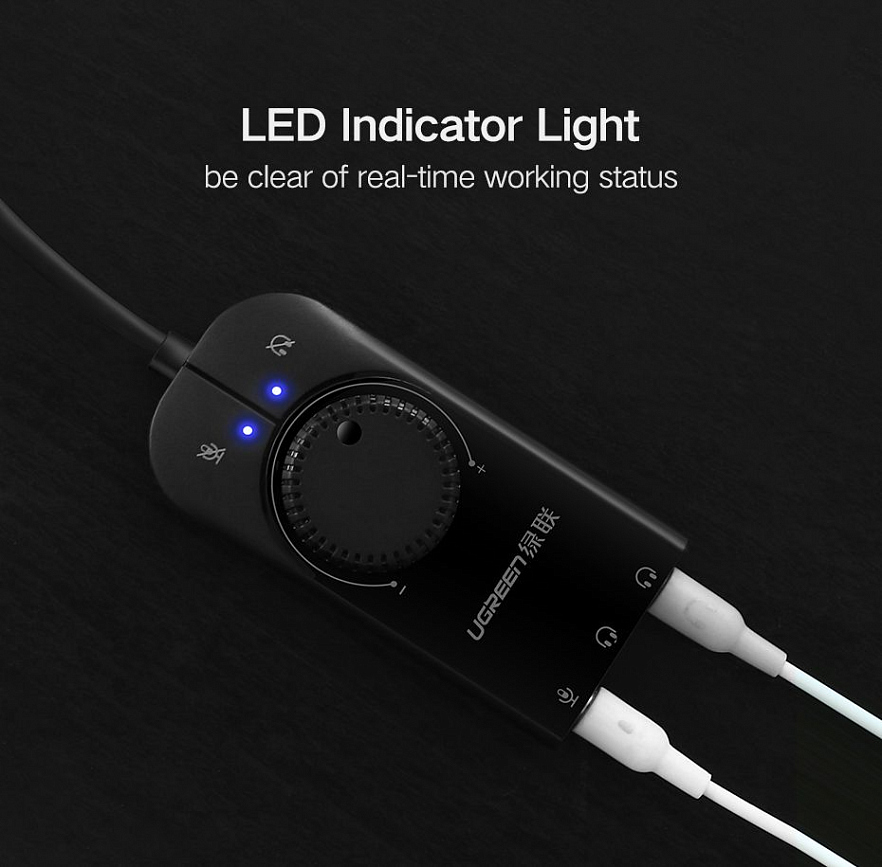 Внешняя стерео звуковая карта UGREEN CM129 (50599) USB External Stereo Sound Adapter - 1 метр кабель