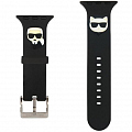 Ремешок Lagerfeld Silicone Karl and Choupette heads для Apple Watch 41/40/38 мм чёрный