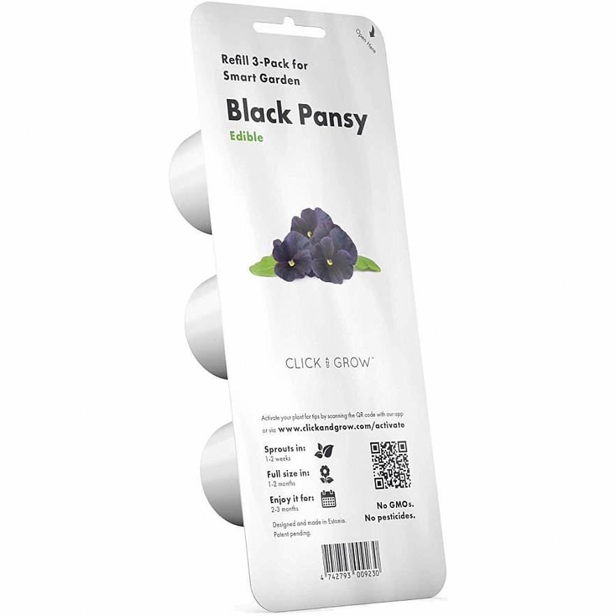 Набор картриджей для умного сада Click and Grow Refill 3-Pack Чёрные Анютины глазки (Black Pansy)