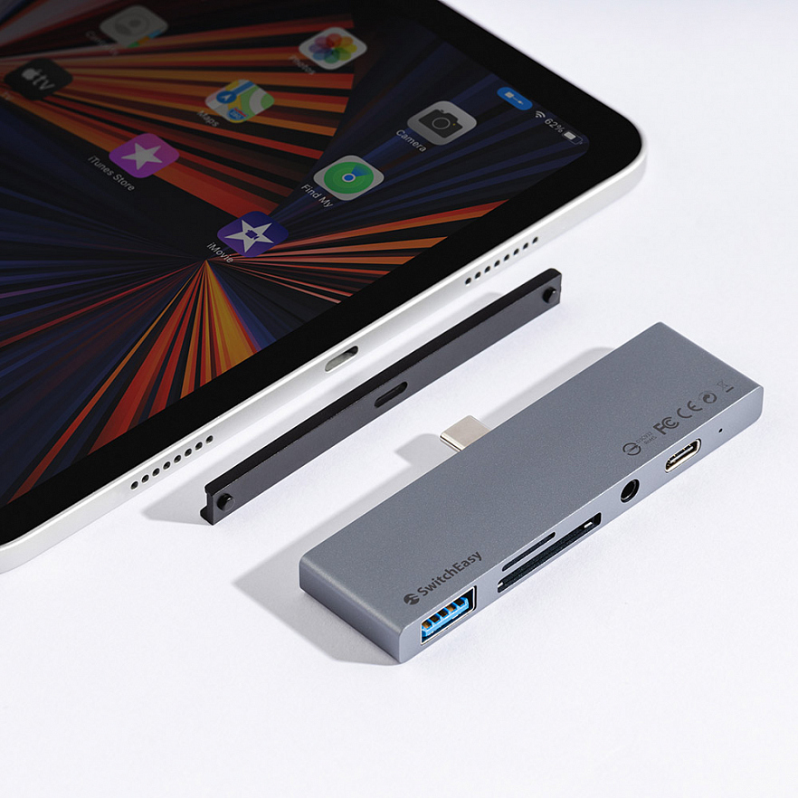 Хаб SwitchEasy SwitchDrive 6 in 1 USB-C Cable HUB USB Type-C / mini jack 3.5 мм / MicroSD / SD / USB / HDMI серый космос (GS-109-229-253-101)