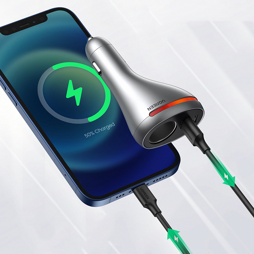 Автомобильное зарядное устройство Ugreen CD204 USB + USB-C Car Charger с разъемом для прикуривателя (60712)