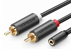 Аудиокабель UGREEN AV102 (10588) 3.5mm Female - 2 RCA Male -1 м 