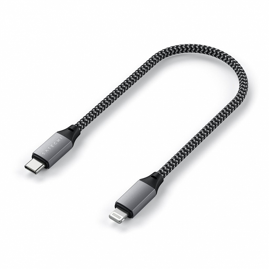 Кабель Satechi USB-C to Lightning Charging Cable (0.25 метра) серый (ST-TCL10M)