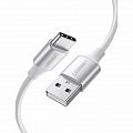 Кабель Ugreen US288 USB-A 2.0 to USB-C Cable Nickel Plating Aluminum Nylon Braid (0,25 метра) серебристый / белый (60129)