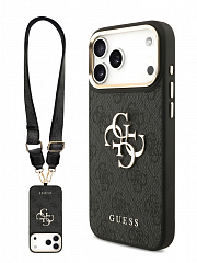 Чехол Guess Crossbody для iPhone 17 Pro с ремешком черный