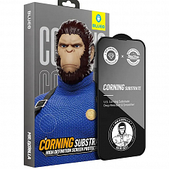 Защитное стекло BlueO Corning Gorilla 2.5D USA Anti-Static для iPhone 15 Pro Max Black с чёрной рамкой