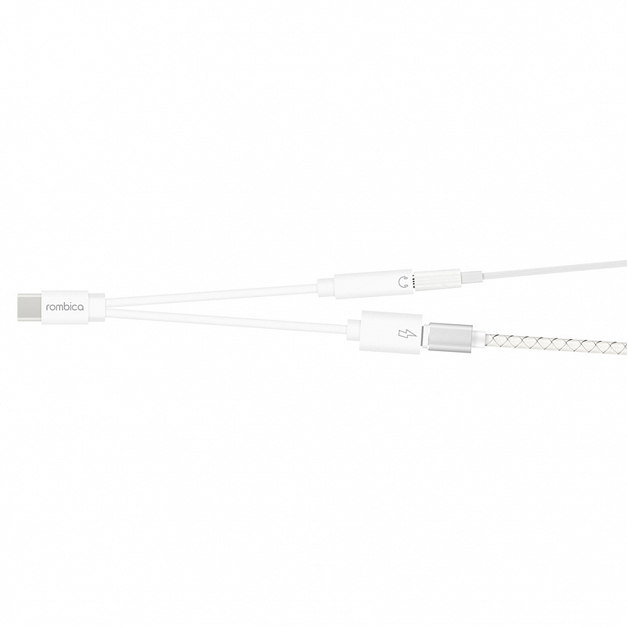 Переходник Rombica Type-C Adapter 3.5C Type-C Male to Type-C Female / 3.5 mm белый (TC-00110)