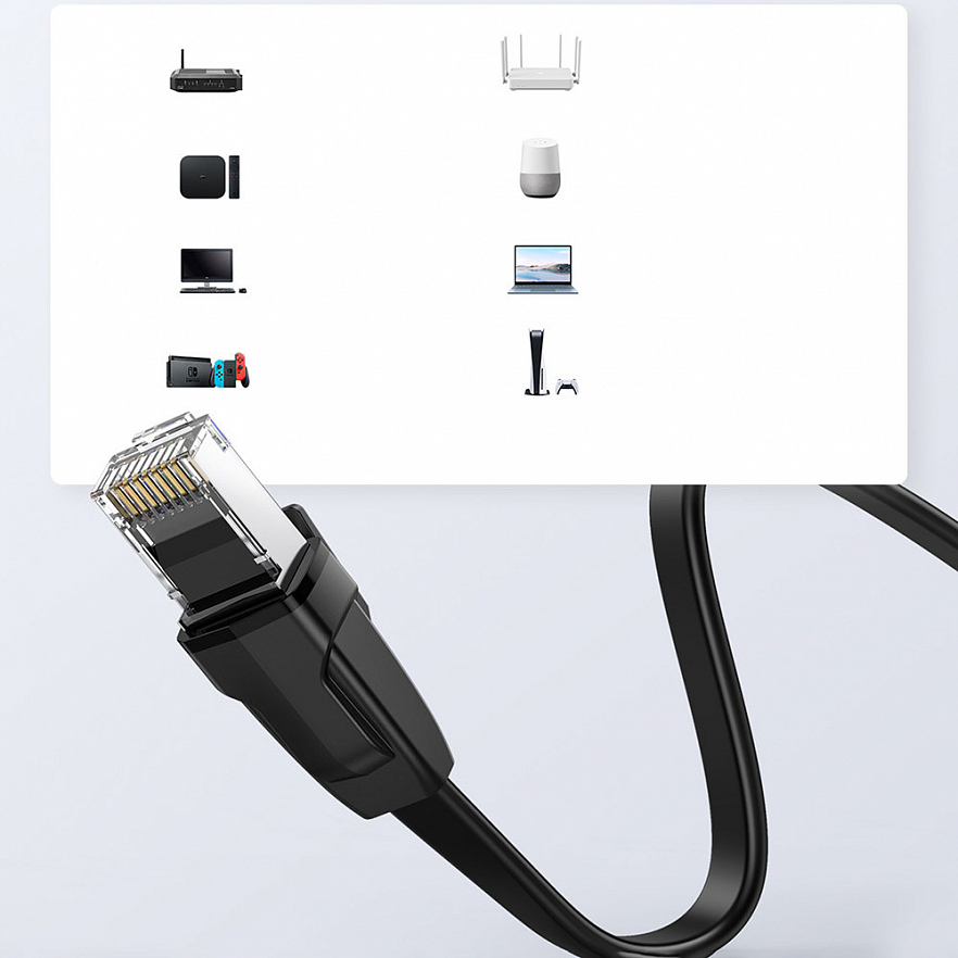 Кабель Ugreen NW134 2 x RJ45 Ethernet Cable (2 метра) чёрный (70672)