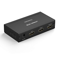 Разветвитель UGREEN (40201) 1x2 HDMI сплиттер с 5V 2A питанием чёрный