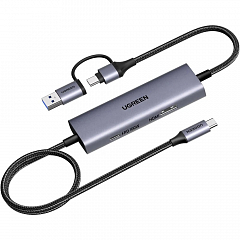 Карта видеозахвата UGREEN CM725 USB-C Video Capture 4K@30Hz серый космос (65856)