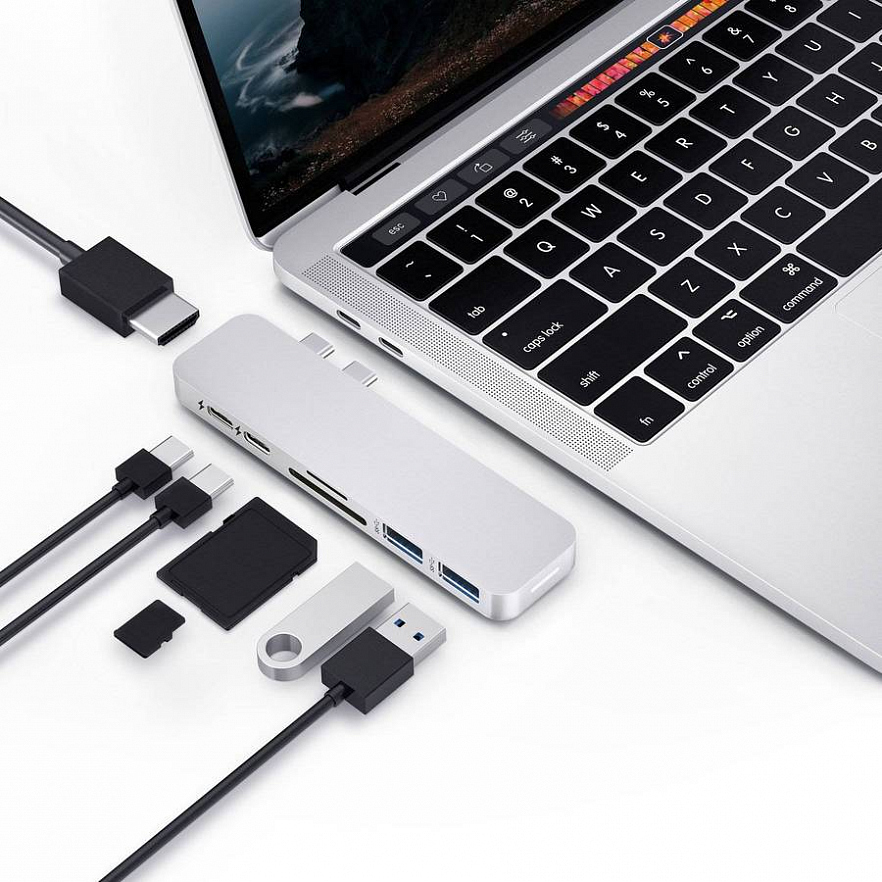 Хаб HyperDrive DUO 7-in-2 USB-C Hub для MacBook Pro/Air (USB-C) серый космос (HD28C-GRAY)
