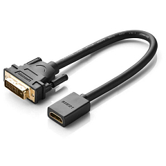 Адаптер DVI на HDMI UGREEN (20118) DVI Male to HDMI Female Adapter Cable 22 см чёрный