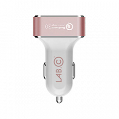Автомобильное зарядное устройство (автозарядка) LAB.C Dual Quick Car Charger розовое золото