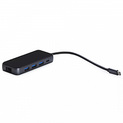 Мульти хаб iNeez HUB 8-in-1 USB-C to 3 x USB 3.0 / USB Type-C / Gigabit Ethernet / HDMI / SD / microSD чёрный
