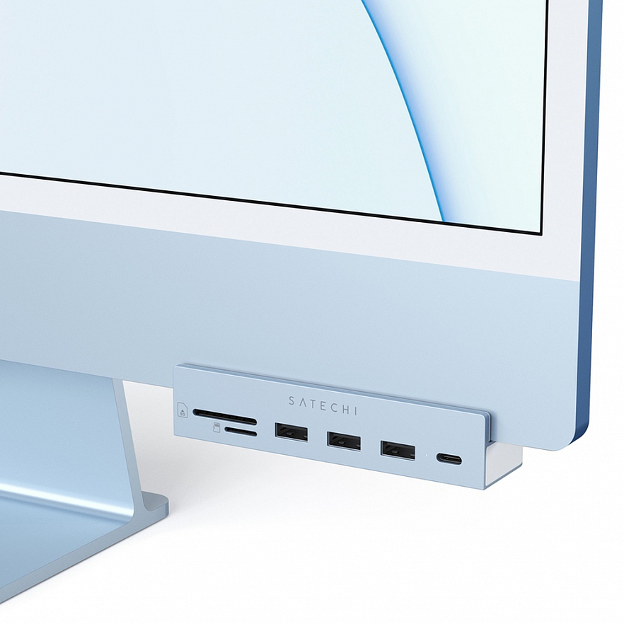 Мульти хаб Satechi USB-C Clamp Hub 1 x USB-C / 3 x USB-A  / SD / microSD для iMac (2021) голубой (ST-UCICHB)