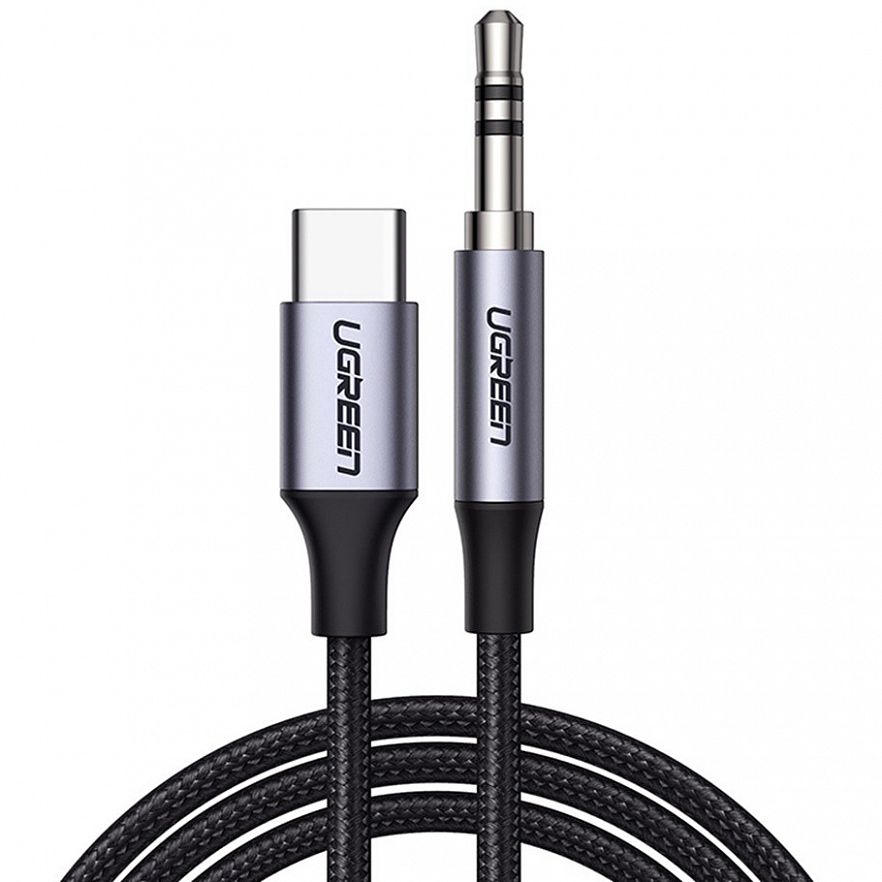 Кабель Ugreen AV143 USB-C to Audio Cable 3.5 mm (1 метр) серый (30633)