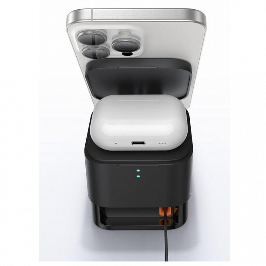 Беспроводное зарядное устройство Baseus MagPro Cube 2-in-1 чёрное (P10264100123-00)