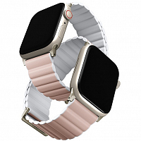Ремешок Uniq Revix Premium Edition для Apple Watch 42/44/45/49 мм розовый / белый (45MM-REVPBPNKWHT)